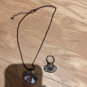 Elegant Crystal Pendant Necklace and Ring Set
